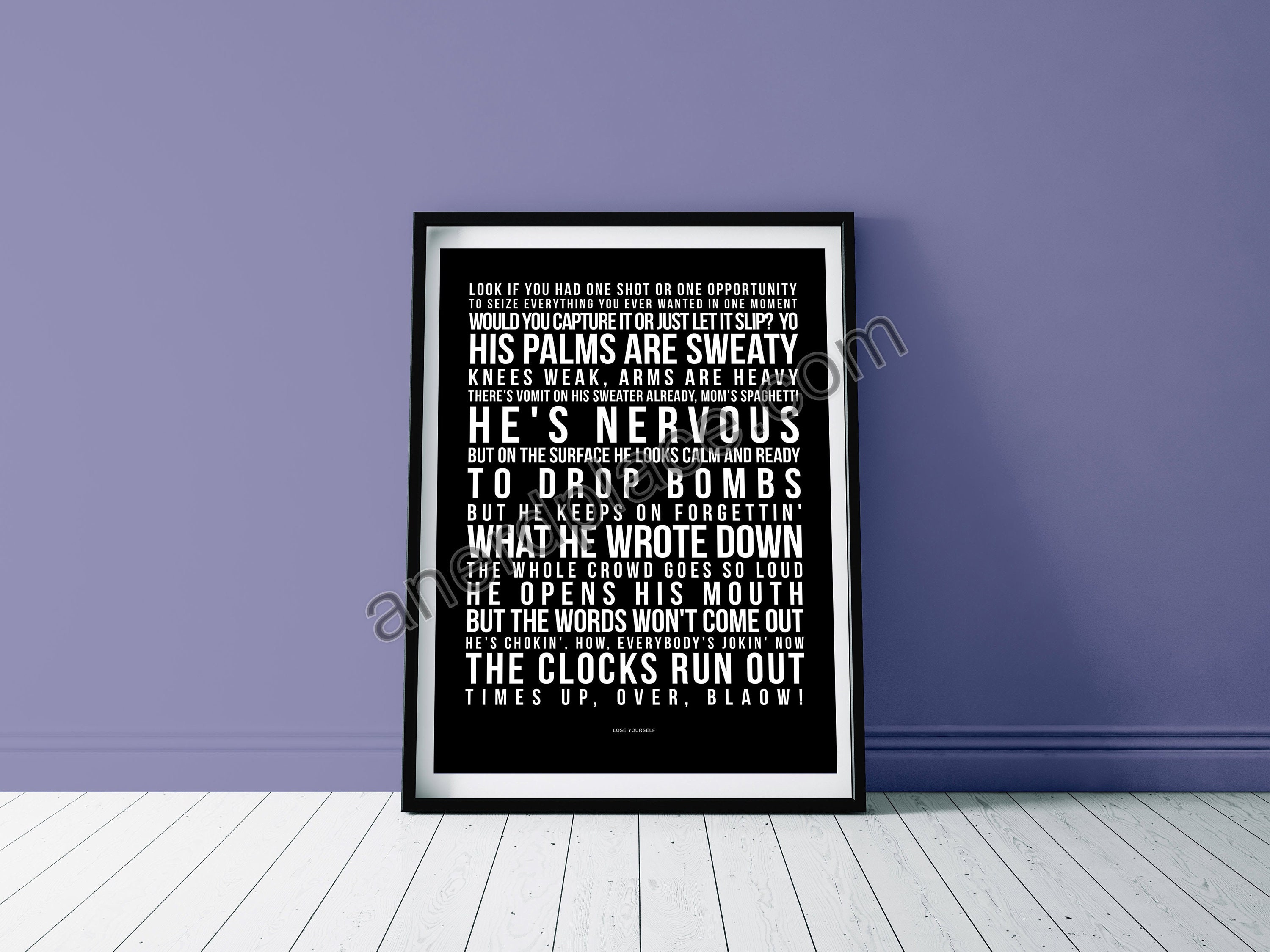 Eminem Mockingbird Black Heart Song Lyric Print