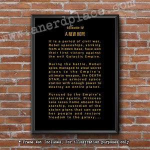 Star Wars Opening Crawl - Episodio 4 Una nuova speranza Fan Art stampa geek uomo caverna ragazzi nerd compleanno