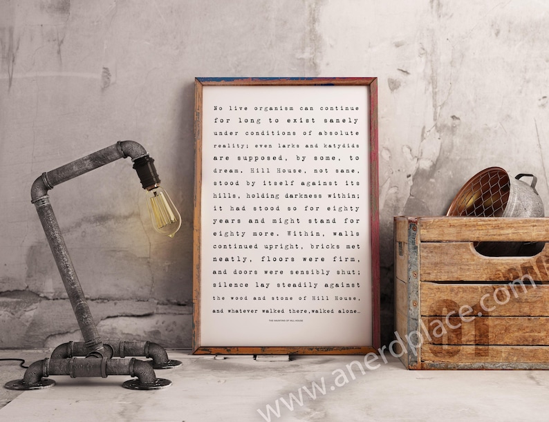 Haunting Of Hill House - Shirley Jackson Typography Wall Art Office Man Cave Dorm Room Library Decor