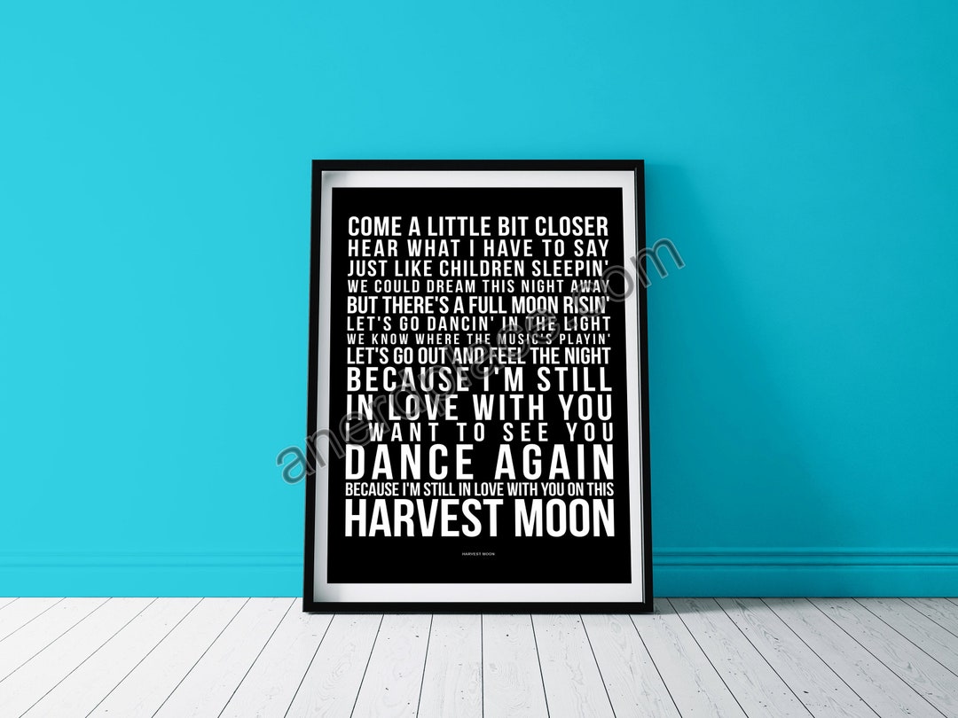 1st Anniversary Gift | Harvest Moon Lyrics Print | Music Lover Song ...