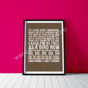 Pájaro libre - Lynyrd Skynyrd - Letra de la canción - Impresión de arte mural con cita y verso - Decoración personalizada para cumpleaños, aniversario, sala de música, cueva del hombre