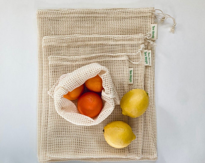 Mesh Produce Bags, Eco Friendly Gift, Vegetable Storage Bags , Reusable Cotton Mesh Grocery Bags, Sustainable Living, Zero Waste Kitchen