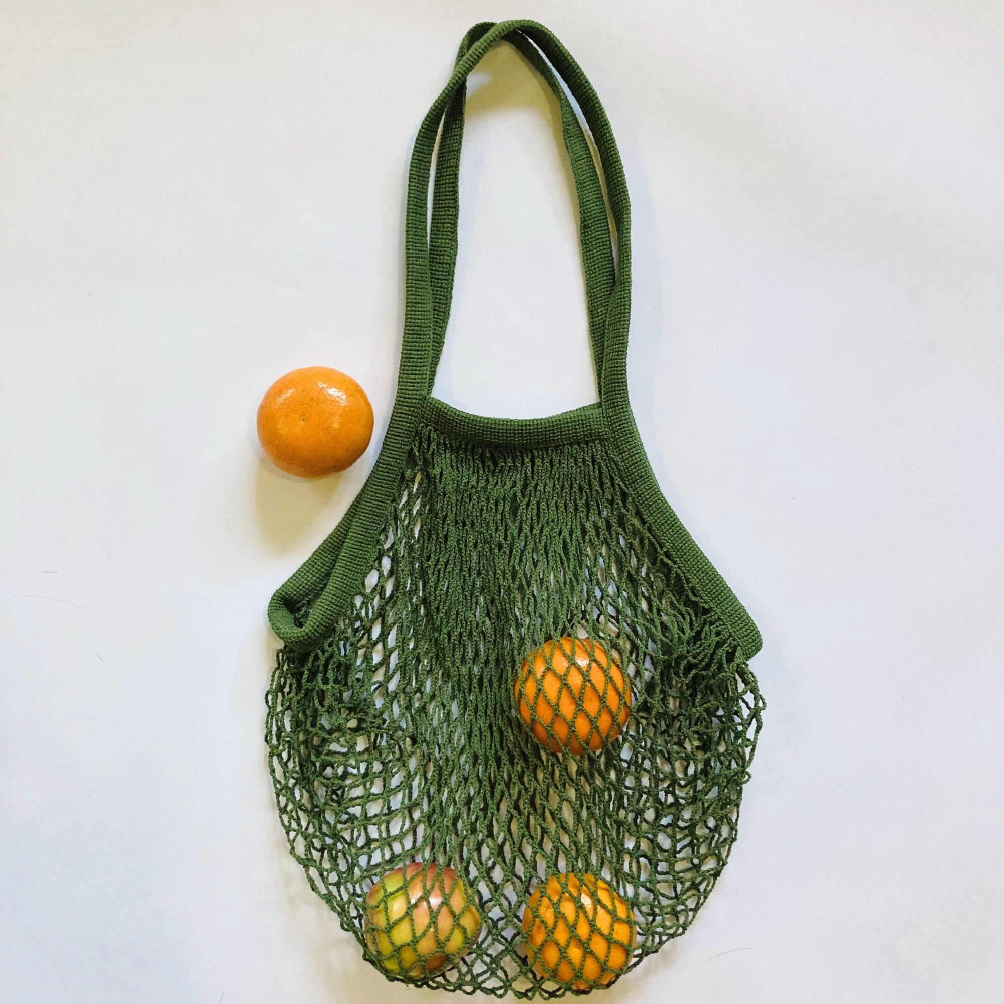 Reusable Grocery Net Bags, Cotton Mesh Tote, Farmer's Market Bags for  Fruits and Vegetables, String Shopping Organizer, Storage Bag with Long  Handles