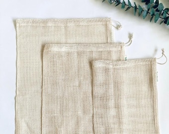Cotton Mesh Produce Bags, Reusable Food Storage, Eco Friendly Grocery Bag