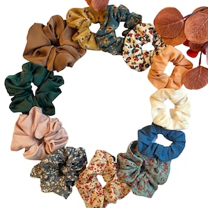 Scrunchies, Hair Scrunchies Pack, Silk Scrunchies, Floral Corduroy Scrunchies, Cute Hair Ties for Women, Girls, Hair Accessories