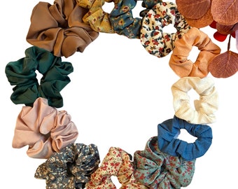 Scrunchies, Hair Scrunchies Pack, Silk Scrunchies, Floral Corduroy Scrunchies, Cute Hair Ties for Women, Girls, Hair Accessories