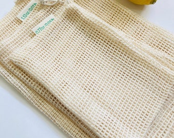 3 Reusable Produce Bags, Zero Waste Food Storage, Mesh Vegetable Bags, Plastic Free Gift, Reusable Mesh Bags, Eco Friendly Produce Bags