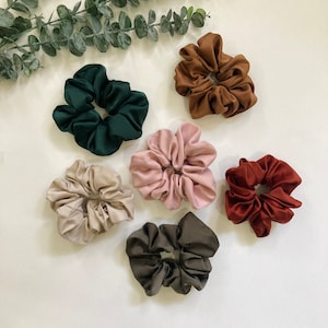 Satin Scrunchies, Large Silk Hair Tie, Soft Hair Satin Scrunchies Set, Silk Scrunchie for Women, Boho Scrunchies Pack, Bridesmaids Gifts