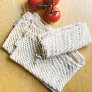 Reusable Produce Bags, Eco Friendly Cotton Mesh Storage for Sustainable Grocery Shopping, Zero Waste Green Kitchen, Washable Eco Market Bag