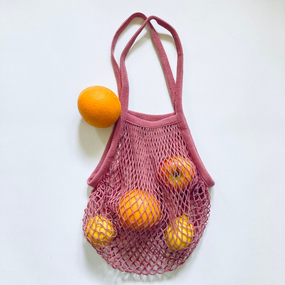 Crochet String Beach Bag in Pink Color Bachelorette Gift Reusable