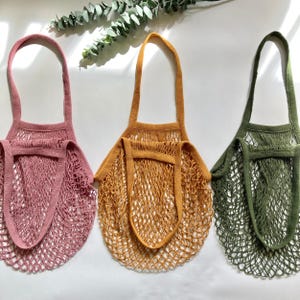Market Mesh Bag, Reusable Grocery Bag, French Market Bag, Cotton Mesh Tote, Net Bag, Produce Bag, Crochet Beach Bag, Zero Waste Living, Gift