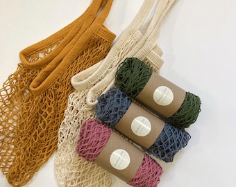 Net Market Bag, Crochet Beach Bag, Reusable Grocery Bag, Mesh Produce Cotton Tote Bag, String Shopping Zero Waste Bag