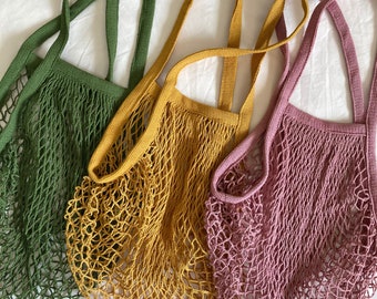 Farmers Market Bag, Reusable Grocery Bag, String Shopping Mesh Tote, Crochet Beach Bag, Cotton Net Bag, Eco Friendly Gift