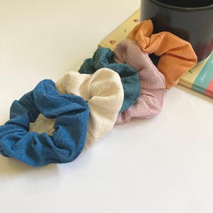 Cotton Waffle Scrunchie Pack- Set of 5 Mini Hair Ties for Women, Girls Gift