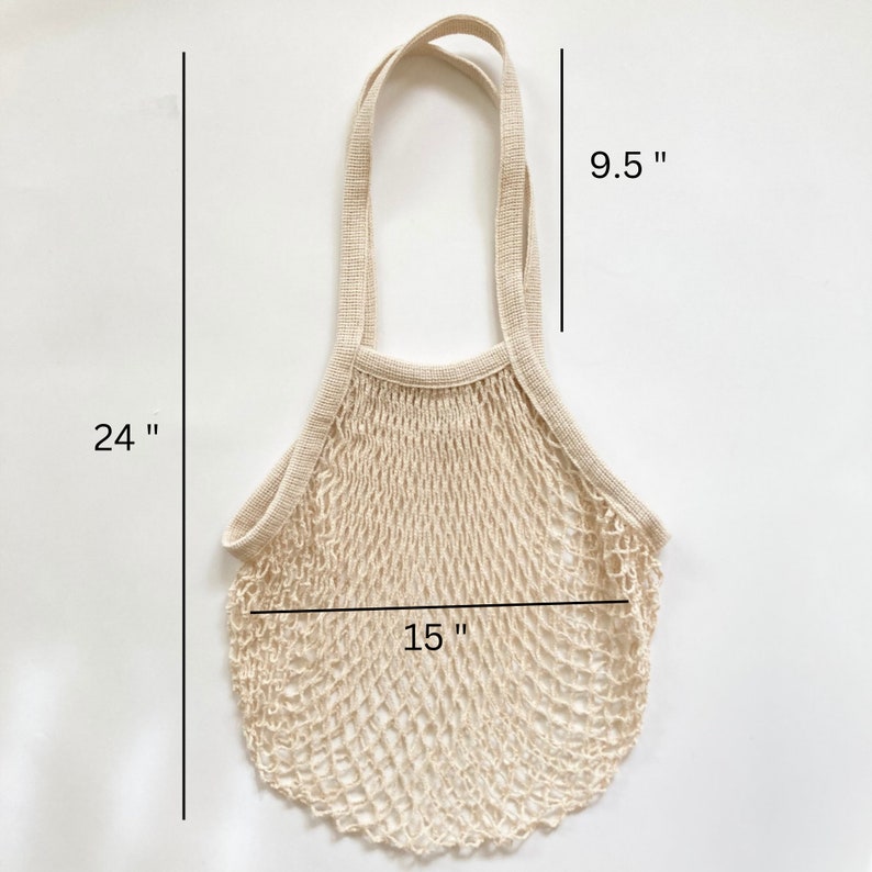 market bag on a white background showing size of straps, length and width