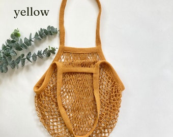 ★TOUT Y EST★ Cotton Knit Net Bag Pouch VIAGE7050 French Market Bag, Crochet Beach Bag, Reusable Grocery Bag