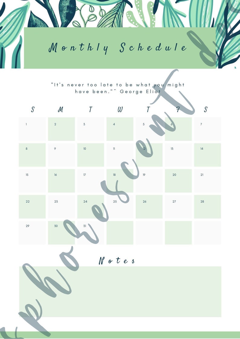aesthetic green daily planner printableprintable planner etsy