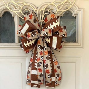 Football Bow,  Sports Bow for Wreath, Football Lantern Bow Decoration, College Football Bow, Football Party, Fall Bow, Team Sports