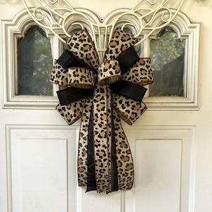 Leopard Bow,  Animal Print Bow for Wreath, Leopard Bow for Lantern, Safari Bow