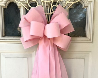 Pale Pink Velvet Valentine Bow for Wreath, Christmas Lantern Bow Decoration, Pink Velvet Ribbon