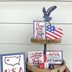 4th of July tiered tray, Memorial Day tiered tray, Patriotic decor, Memorial Day, 3D 4th of July or patriotic decorations