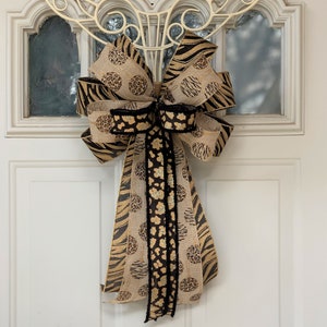 Leopard Christmas Bow, Animal Print Bow for Wreath, Zebra Bow for Lantern, Safari Bow