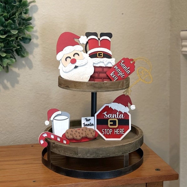 Santa Cookie Tiered Tray Christmas, Santa Christmas Gift, Christmas Tiered Tray Decor, Holiday Home Decor, Cookies for Santa