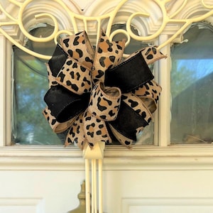 Leopard Bow, Animal Print Bow for Wreath, Leopard Bow for Lantern, Safari Bow, Small Leopard Bow