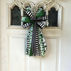 St Patrick&#39;s Day Wreath Bow, Shamrock Bow, St Patricks Day Lantern Bow Decoration, St Patrick&#39;s Day Ribbon, St. Patrick&#39;s Tree Topper