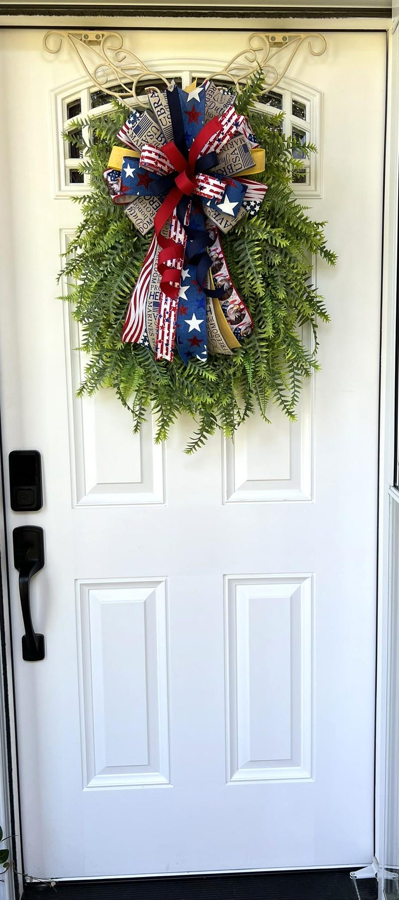 Marines Patriotic Bow, USMC Door Bow, Military Support Bow, Marine Corps Wreath Bow, Deployment Homecoming Decor, Red White Blue Bow image 13