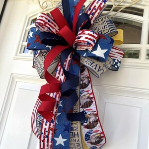Marines Patriotic Bow, USMC Door Bow, Military Support Bow, Marine Corps Wreath Bow, Deployment Homecoming Decor, Red White Blue Bow image 10