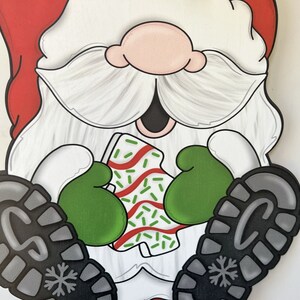 Christmas Door Hanger, Santa Gnome Door Decor, Merry Christmas Wreath, Christmas Snack Cake Decor image 3