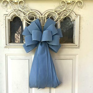 Dusty Blue Velvet Valentine Bow for Wreath, Christmas Lantern Bow Decoration, Blue Velvet Ribbon
