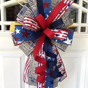 Marines Patriotic Bow, USMC Door Bow, Military Support Bow, Marine Corps Wreath Bow, Deployment Homecoming Decor, Red White Blue Bow image 8