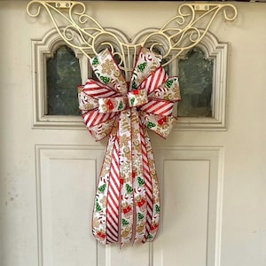 Gingerbread Man Christmas Tree Bow for Wreath, Lantern Bow Decoration, Gingerbread Christmas Bow, Gingerbread Bow