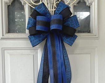 Police Bow, Military Bow, Protect and Serve Bow, Back the Blue Decor