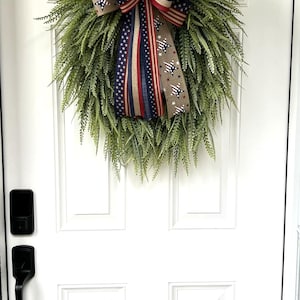 4th of July Bow, Memorial Day Patriotic Burlap Bow for Wreath, 4th of July Lantern Bow Decoration, Independence Day Bow image 13