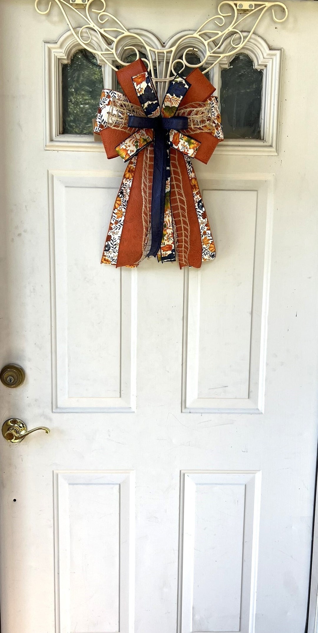 Rustic Fall Bow Fall Harvest Bow, Thanksgiving Bow for Wreath, Rustic Autumn Decoration ...