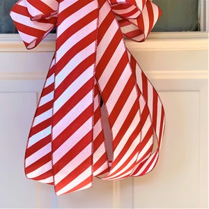 Candy Cane Bow, Red and White Striped Christmas Tree Bow for Wreath ...