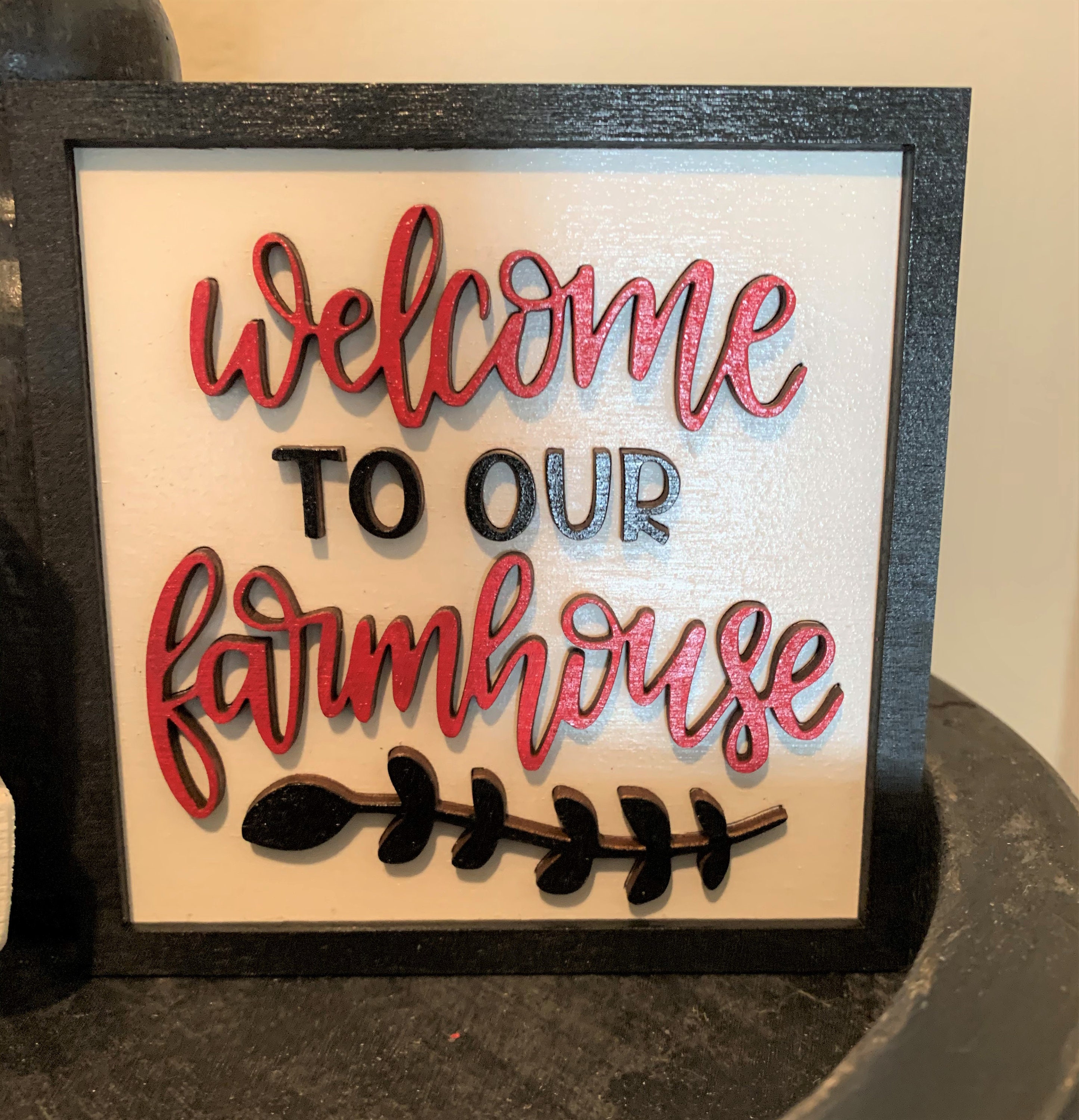 Farmhouse Tiered Tray Decor, Farmhouse Shelf Sitters, 3D Farmhouse Decorations, Red Barn, Cow Pig Chicken Decor