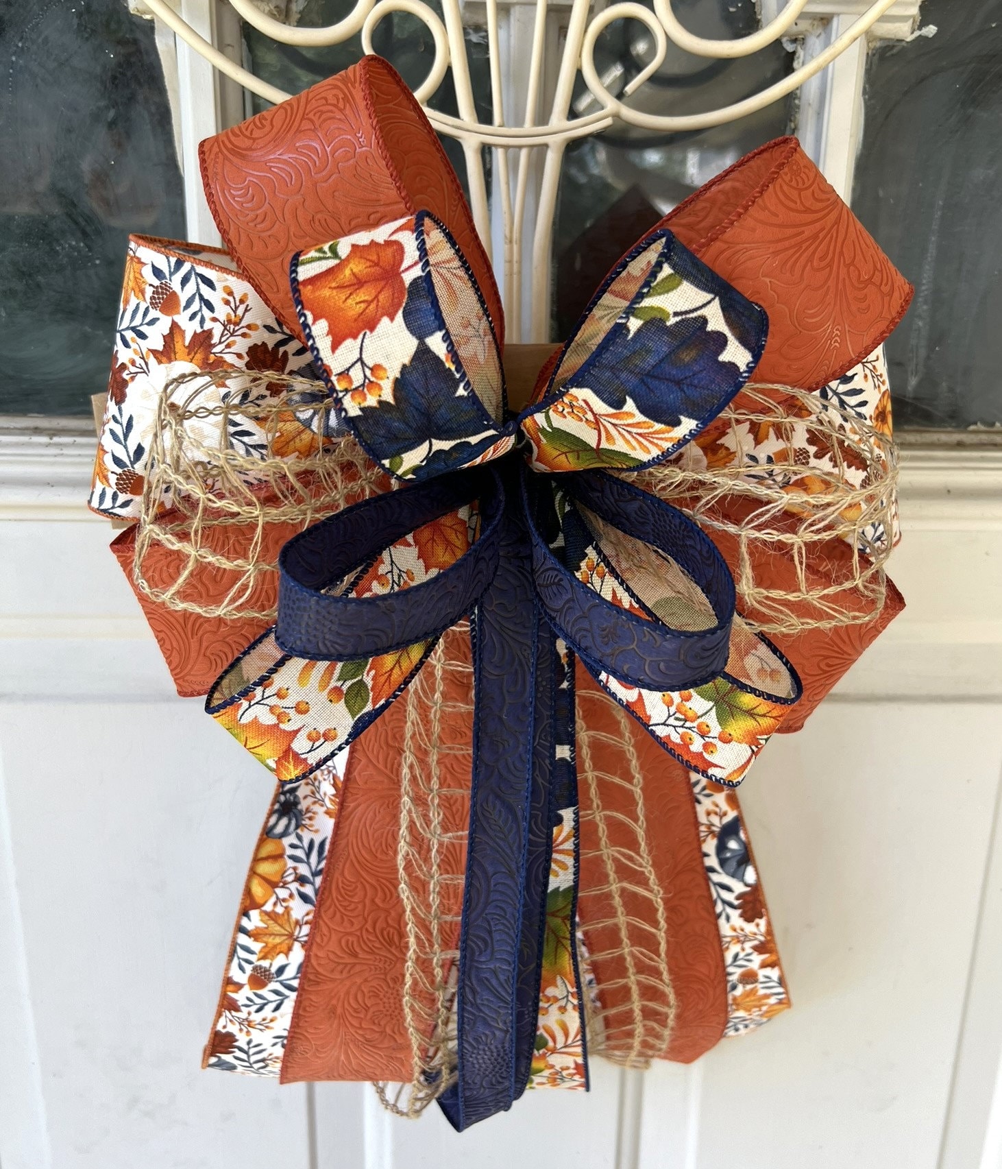 Rustic Fall Bow Fall Harvest Bow, Thanksgiving Bow for Wreath, Rustic Autumn Decoration ...