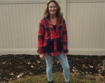 Flannel Hoodie - Etsy