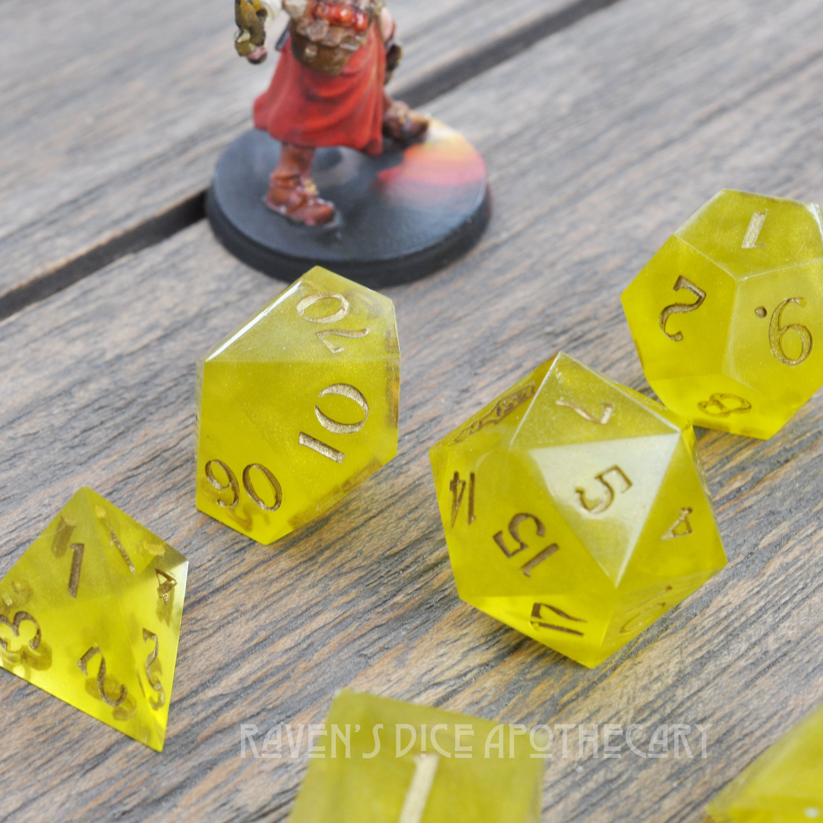 7 Piece Dice Set Handmade Dice Yellow Dice Gifts for Geeks Etsy UK