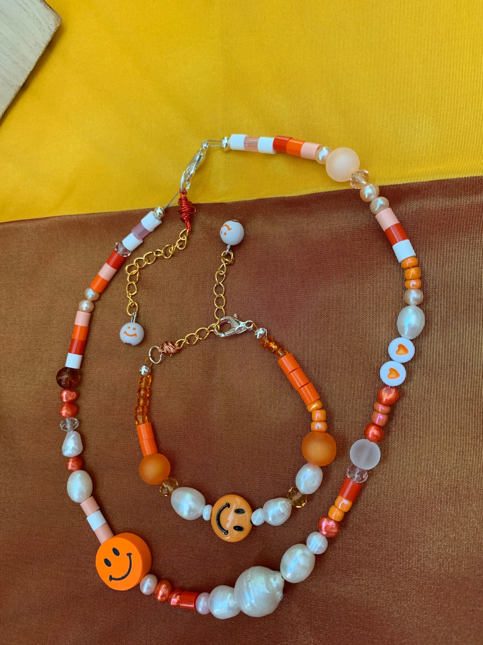 Smiley Jewelry Set Made of Necklace and Bracelet Etsy