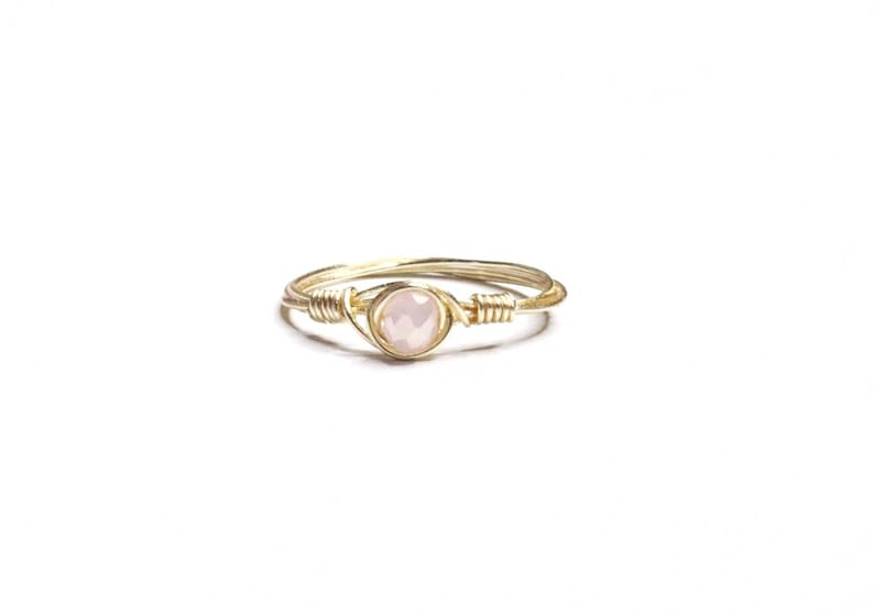 Pink Stones Wire Wrapped Rings Pink Jewelry Wire Wrapped Jewelry Glass Rings Baby Pink Stone Rings Handmade Wire Wrapped Ring