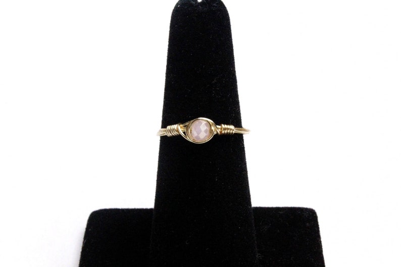 Pink Stones Wire Wrapped Rings Pink Jewelry Wire Wrapped Jewelry Glass Rings Baby Pink Stone Rings Handmade Wire Wrapped Ring