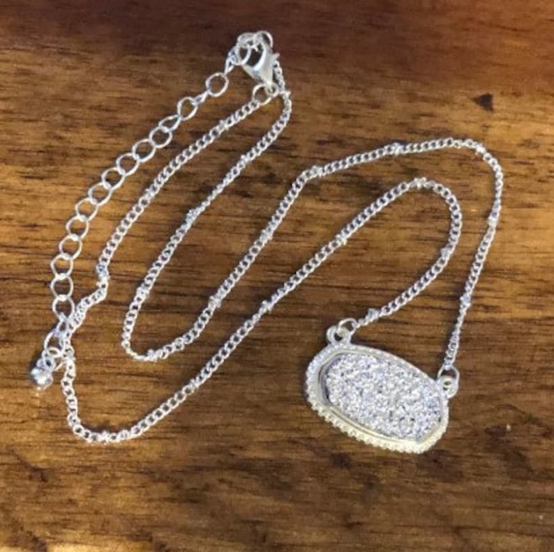 Glitter Stone Pendant NecklaceJewelry for GirlsGifts for GirlsSilver ChainGirls Accessories