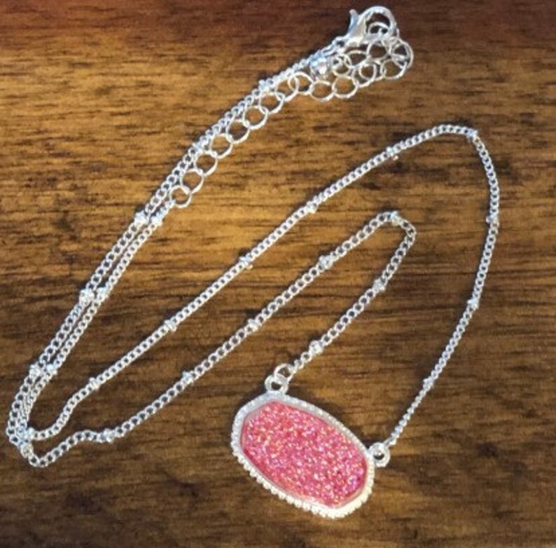 Glitter Stone Pendant NecklaceJewelry for GirlsGifts for GirlsSilver ChainGirls Accessories