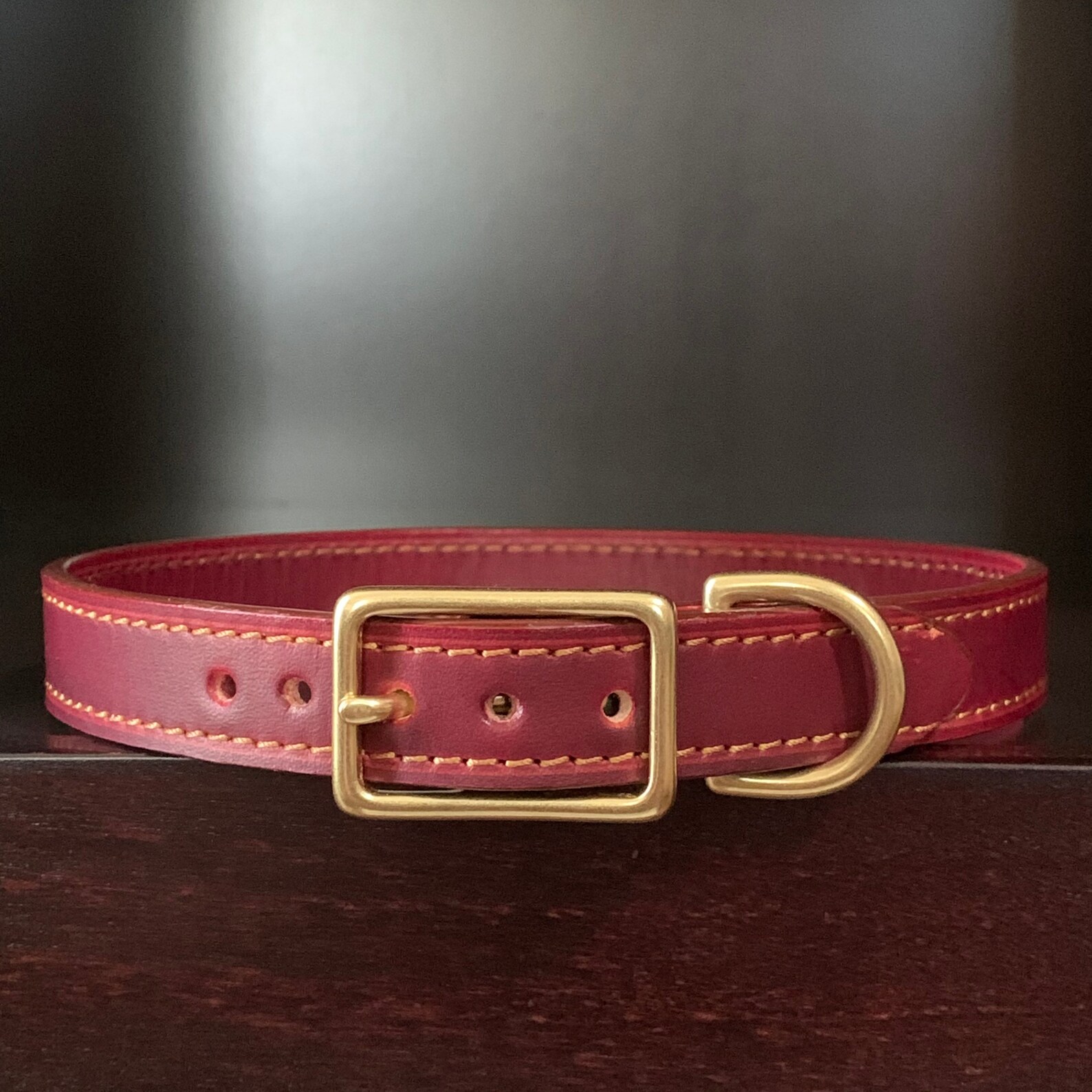 Burgundy Leather Dog Collar Dyed Dog Collar Shabby Chic Dog Etsy UK