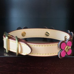 Dog Collar Leather Dog Luxury Dog Collar With Flowers Italian Leather Dog Collar Flower Dog Collar image 2